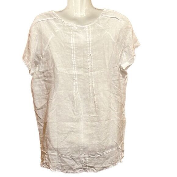 Russ Berens top S 100% linen white pintuck Decor Angelic Minimalist Dainty Girl - Picture 3 of 10